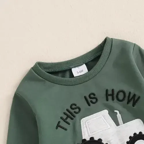 Baby Boy Fall Clothes Set Long Sleeve Letter Print Sweatshirt Pants Toddler Infant Outfits 6 12 18 24 Months 2T - 4