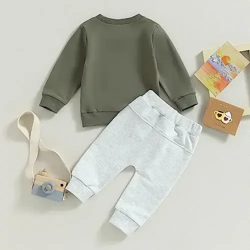 Baby Boy Fall Clothes Set Long Sleeve Letter Print Sweatshirt Pants Toddler Infant Outfits 6 12 18 24 Months 2T - 3