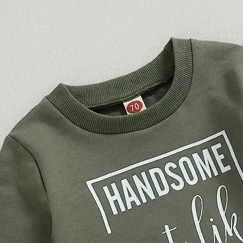 Baby Boy Fall Clothes Set Long Sleeve Letter Print Sweatshirt Pants Toddler Infant Outfits 6 12 18 24 Months 2T - 4