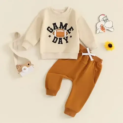 Baby Boy Fall Clothes Set Long Sleeve Letter Print Sweatshirt Pants Toddler Infant Outfits 6 12 18 24 Months 2T - BABY (1)