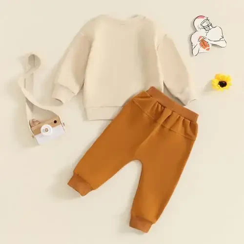 Baby Boy Fall Clothes Set Long Sleeve Letter Print Sweatshirt Pants Toddler Infant Outfits 6 12 18 24 Months 2T - 3
