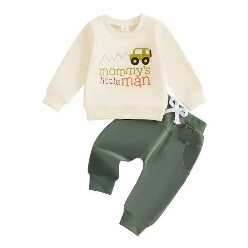 Baby Boy Fall Clothes Set Long Sleeve Letter Print Sweatshirt Pants Toddler Infant Outfits 6 12 18 24 Months 2T - 1