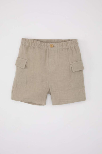 Baby Boy Flame Cotton Shorts Sand - 1