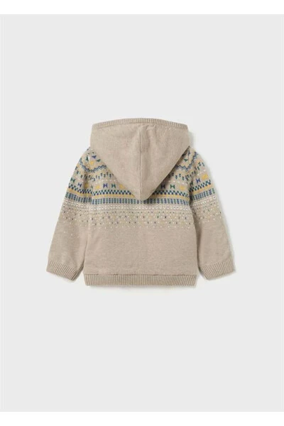 Baby Boy Fur Lined Zippered Knitted Pullover - 4