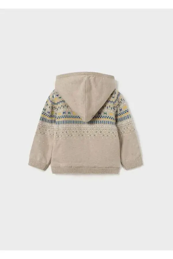 Baby Boy Fur Lined Zippered Knitted Pullover - 4