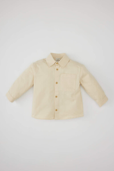 Baby Boy Gabardine Long Sleeve Shirt Light Stone - 1