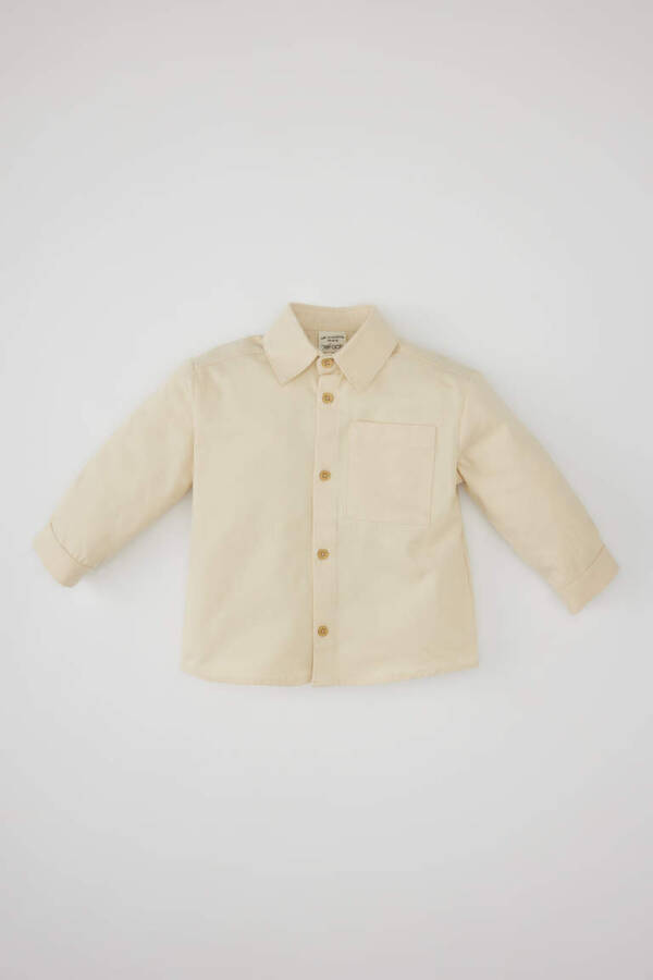 Baby Boy Gabardine Long Sleeve Shirt Light Stone - 1