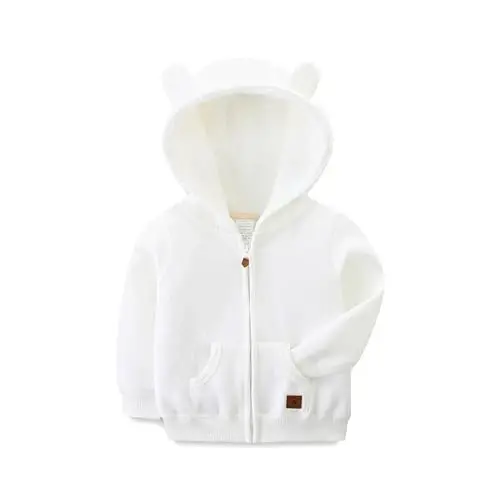 Baby Boy Girl Clothes Zip-Up Hoodies with Sherpa Lining Spring Fall Outerwear Coat - 2