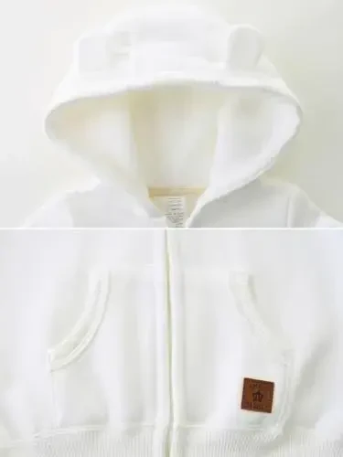 Baby Boy Girl Clothes Zip-Up Hoodies with Sherpa Lining Spring Fall Outerwear Coat - 4