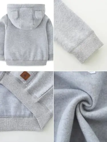 Baby Boy Girl Clothes Zip-Up Hoodies with Sherpa Lining Spring Fall Outerwear Coat - 6