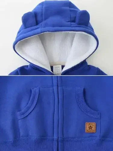 Baby Boy Girl Clothes Zip-Up Hoodies with Sherpa Lining Spring Fall Outerwear Coat - 4