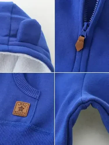 Baby Boy Girl Clothes Zip-Up Hoodies with Sherpa Lining Spring Fall Outerwear Coat - 5