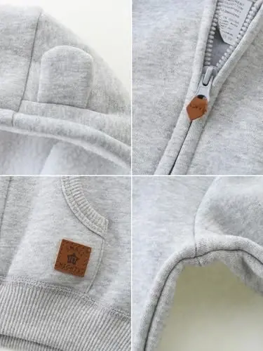 Baby Boy Girl Clothes Zip-Up Hoodies with Sherpa Lining Spring Fall Outerwear Coat - 5