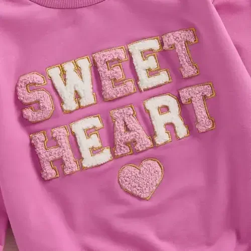 Baby Boy Girl Cute Long Sleeve Crew Neck Letters Heart Print Sweatshirt Infant Newborn Valentines Outfit - 6