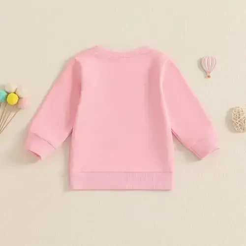 Baby Boy Girl Cute Long Sleeve Crew Neck Letters Heart Print Sweatshirt Infant Newborn Valentines Outfit - 4