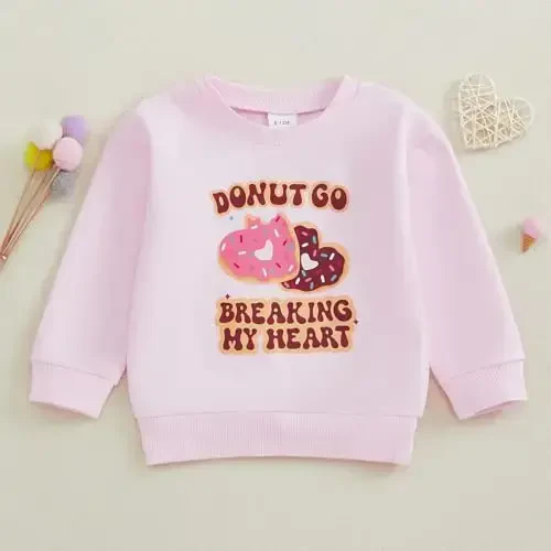 Baby Boy Girl Cute Long Sleeve Crew Neck Letters Heart Print Sweatshirt Infant Newborn Valentines Outfit - BABY (1)