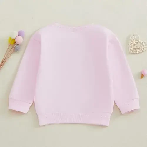 Baby Boy Girl Cute Long Sleeve Crew Neck Letters Heart Print Sweatshirt Infant Newborn Valentines Outfit - 4