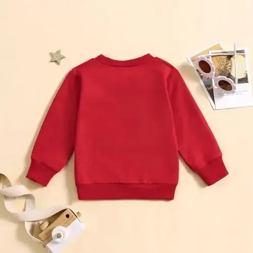 Baby Boy Girl Cute Uzun yengli Crew Neck Harflar Yurak bosmali Sviter Chaqaloq Yangi tug'ilgan chaqaloqlar uchun Sevishganlar kuni libosi - 7
