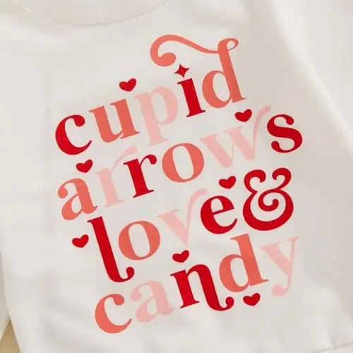 Baby Boy Girl Cute Uzun yengli Crew Neck Harflar Yurak Print Sweatshirt Go'dak Yangi tug'ilgan chaqaloq Valentin kuni liboslari - 6