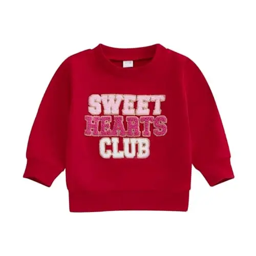 Baby Boy Girl Cute Uzun yengli Crew Neck Xatlar Yurak naqshli Sviter Go'dak Yangi tug'ilgan chaqaloqlar uchun Sevishganlar kuni liboslari 