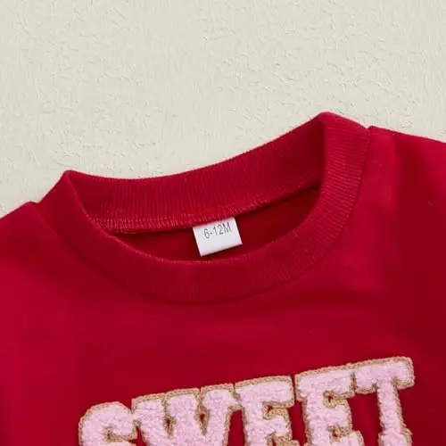Baby Boy Girl Cute Uzun yengli Crew Neck Xatlar Yurak naqshli Sviter Go'dak Yangi tug'ilgan chaqaloqlar uchun Sevishganlar kuni liboslari - 5