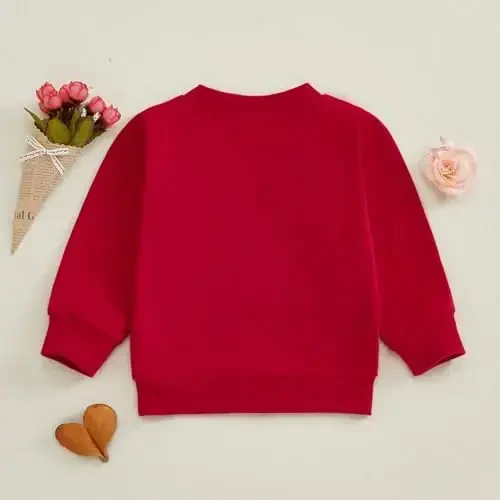 Baby Boy Girl Cute Uzun yengli Crew Neck Xatlar Yurak naqshli Sviter Go'dak Yangi tug'ilgan chaqaloqlar uchun Sevishganlar kuni liboslari - 4