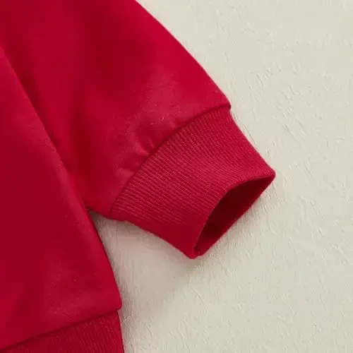 Baby Boy Girl Cute Uzun yengli Crew Neck Xatlar Yurak naqshli Sviter Go'dak Yangi tug'ilgan chaqaloqlar uchun Sevishganlar kuni liboslari - 7