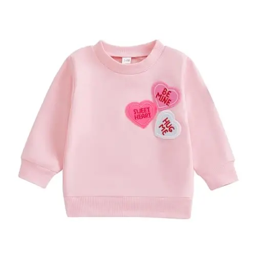Baby Boy Girl Cute Uzun Yengli Dumaloq Bo'yin Harflar Yurak Bosma Sweatshirt Chaqaloq Yangi Tug'ilgan Sevgililar kuni Kiyimi - 1