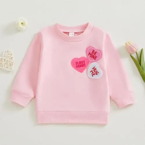 Baby Boy Girl Cute Uzun Yengli Dumaloq Bo'yin Harflar Yurak Bosma Sweatshirt Chaqaloq Yangi Tug'ilgan Sevgililar kuni Kiyimi - BABY (1)