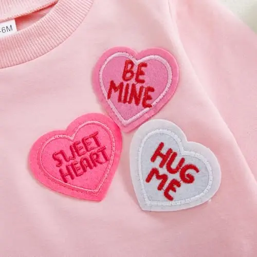 Baby Boy Girl Cute Uzun Yengli Dumaloq Bo'yin Harflar Yurak Bosma Sweatshirt Chaqaloq Yangi Tug'ilgan Sevgililar kuni Kiyimi - 6