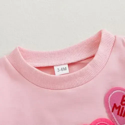 Baby Boy Girl Cute Uzun Yengli Dumaloq Bo'yin Harflar Yurak Bosma Sweatshirt Chaqaloq Yangi Tug'ilgan Sevgililar kuni Kiyimi - 5