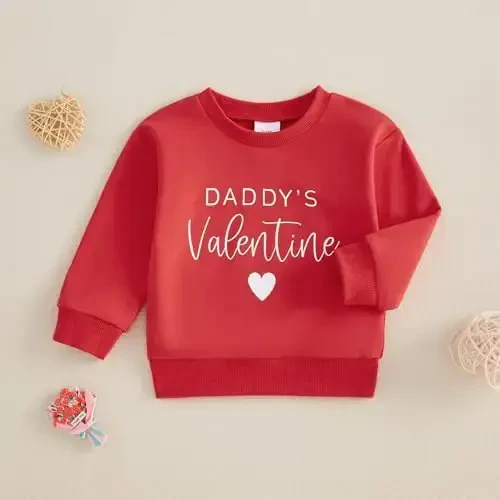 Baby Boy Girl Cute Uzun Yengli Ekipaj Bo'yin Harflar Yurak Bosma Sviter Chaqaloq Yangi Tug'ilgan Sevishganlar Libosi - 3