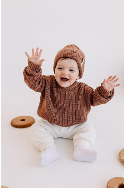 Baby Boy Girl Knitted Sweater Brick Color - 3