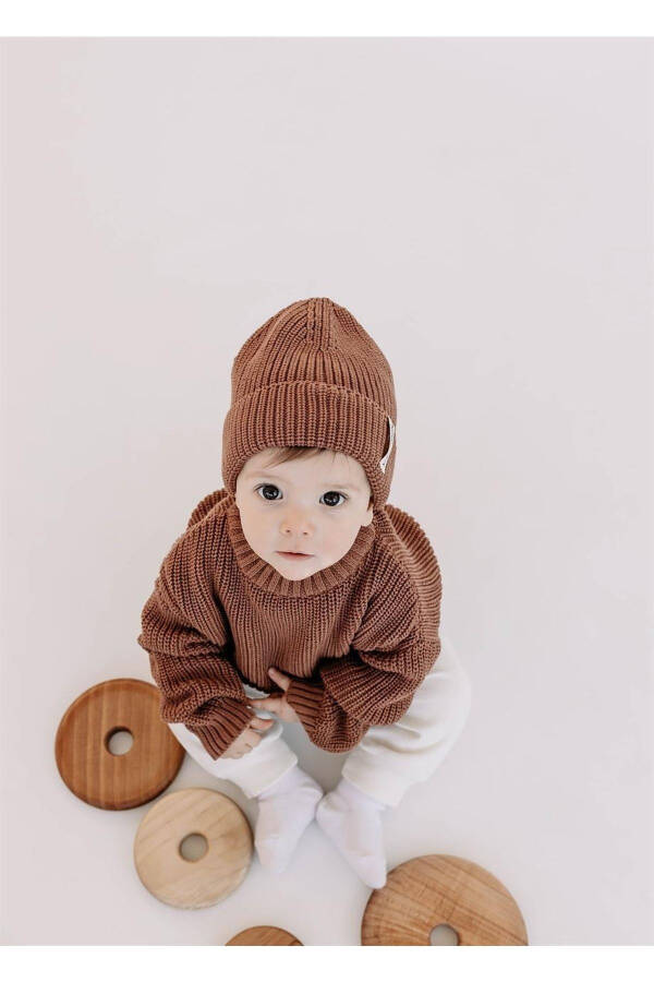 Baby Boy Girl Knitted Sweater Brick Color - 4