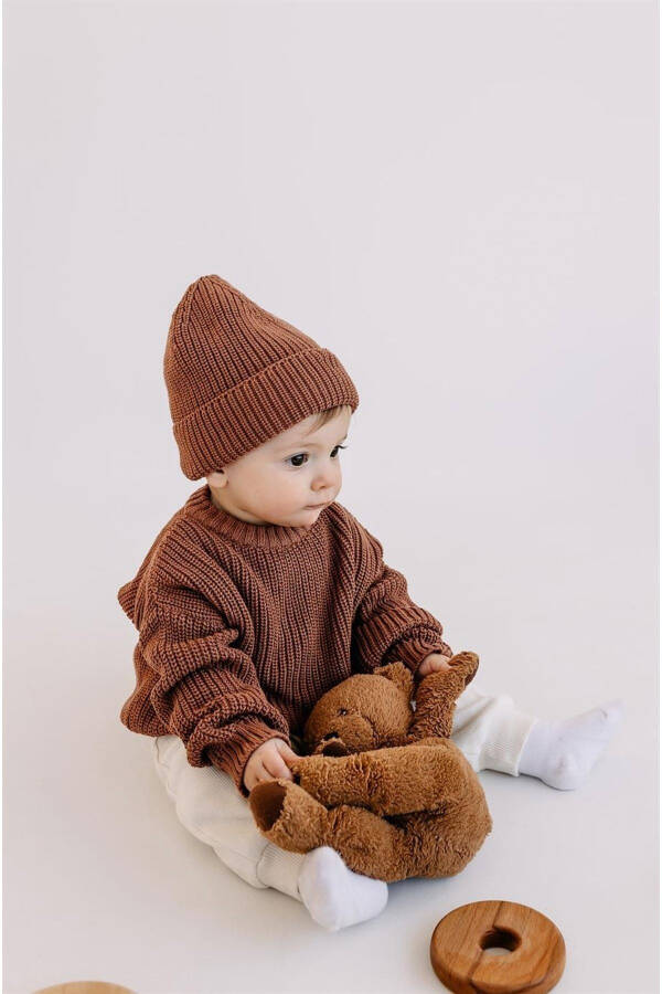 Baby Boy Girl Knitted Sweater Brick Color - 5