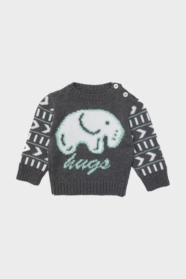 Baby Boy Grey Sweater 23FW0LT8402 - 1