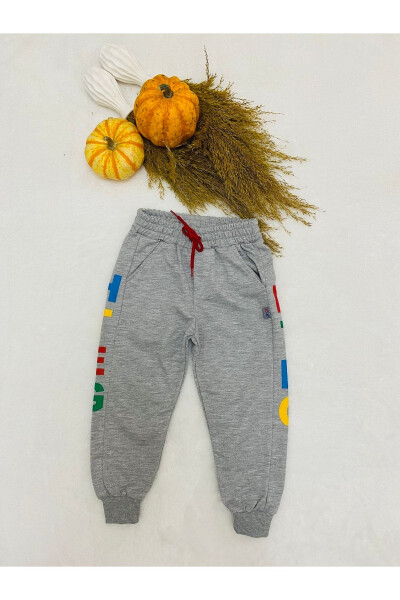 Baby Boy Grey Sweatpants Patterned Kids Pants 1/2/3/4 Years - 1