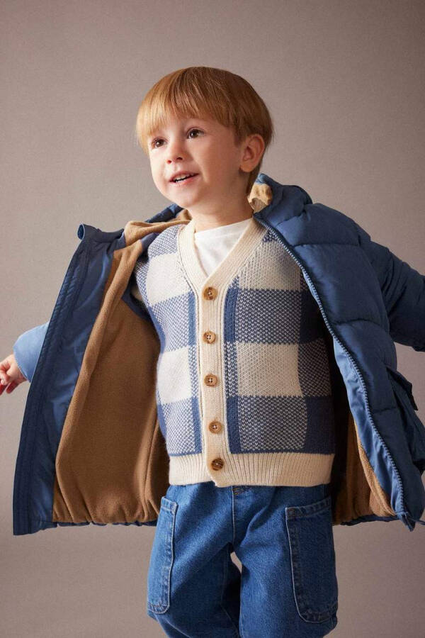 Baby Boy Hooded Fleece Lined Puffer Jacket Light Indigo - 18