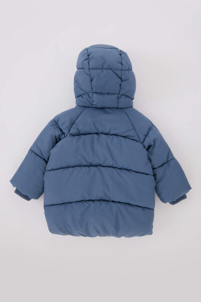 Baby Boy Hooded Fleece Lined Puffer Jacket Light Indigo - 24