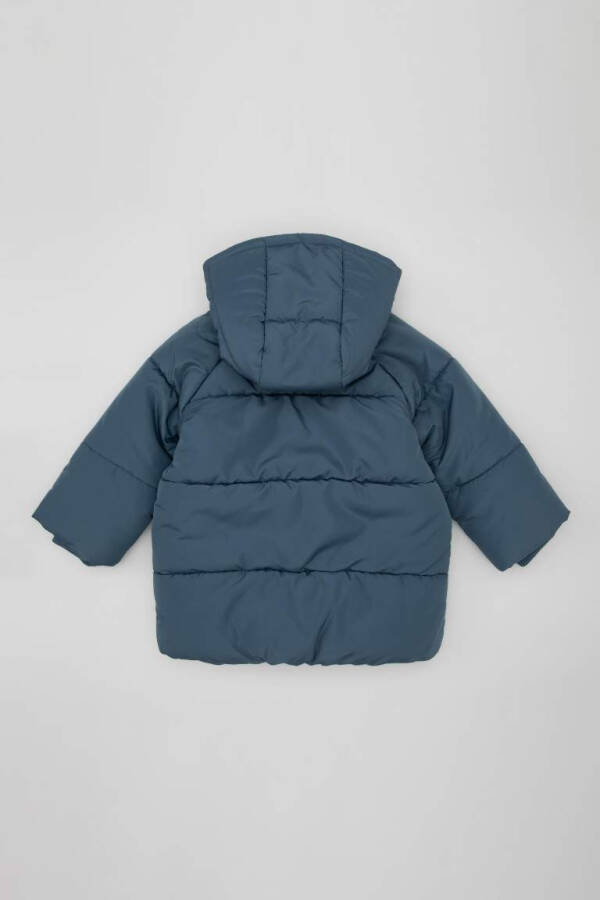 Baby Boy Hooded Fleece Lined Puffer Jacket Light Indigo - 14