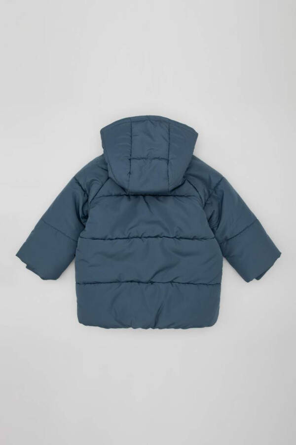 Baby Boy Hooded Fleece Lined Puffer Jacket Light Indigo - 9