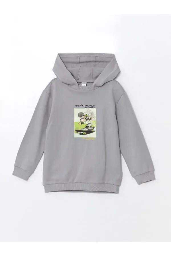 Baby Boy Hooded Long Sleeve Printed Sweatshirt - 1