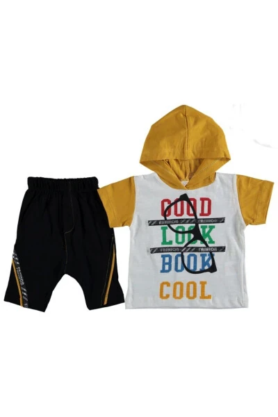 Baby Boy Hooded Shorts T-Shirt Set 303946 - Modazone (1)