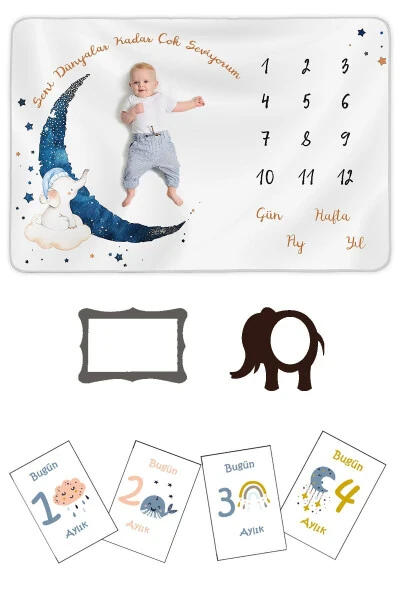 Baby Boy Hospital Discharge Newborn Memory Blanket Fleece 150x100cm, Newborn Baby Memory Cards - Modazone