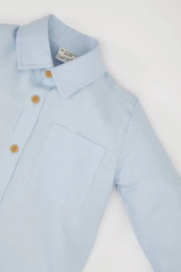 Baby Boy Jacquard Long Sleeve Shirt Light Blue - 2