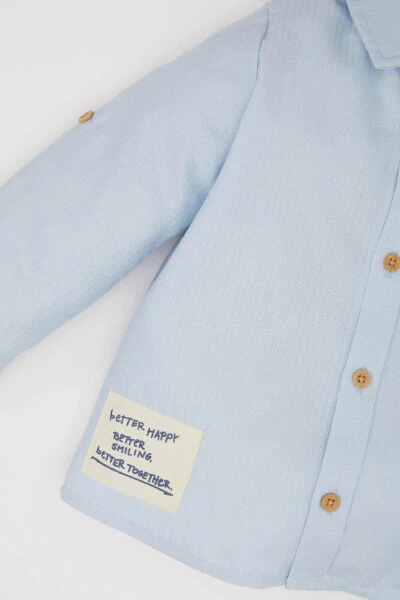 Baby Boy Jacquard Long Sleeve Shirt Light Blue - 3