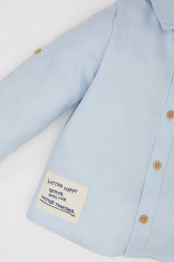 Baby Boy Jacquard Long Sleeve Shirt Light Blue - 3