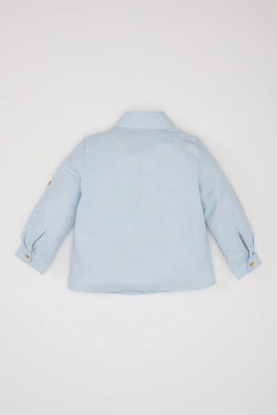 Baby Boy Jacquard Long Sleeve Shirt Light Blue - 4