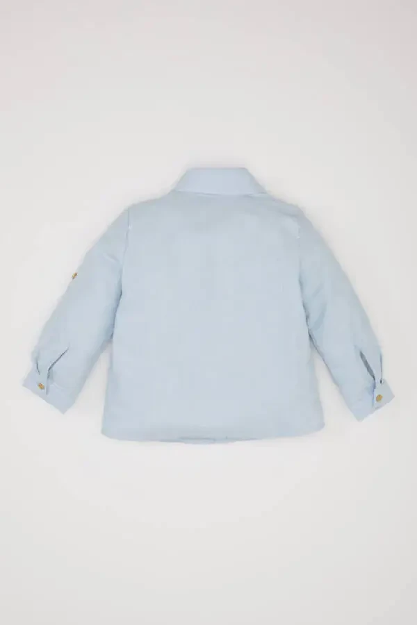 Baby Boy Jacquard Long Sleeve Shirt Light Blue - 4
