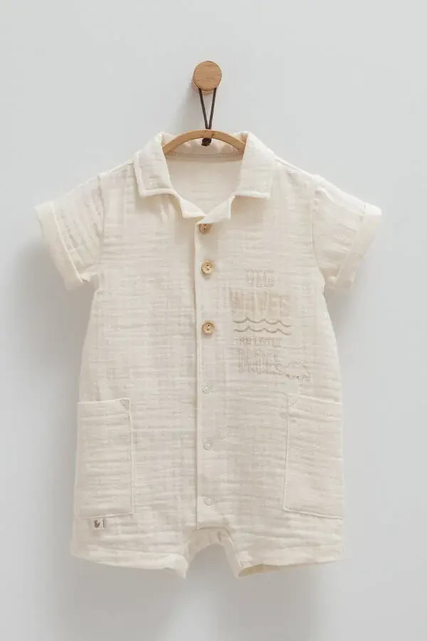 BABY BOY JUMPSUIT 100% COTTON DOUBLE POCKET DETAILED 202 - 1